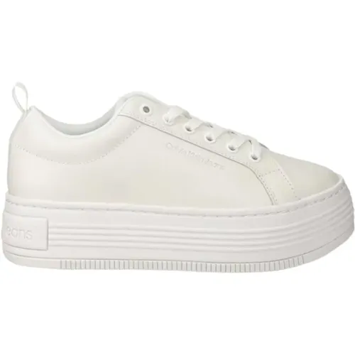 Weiße Ledersneaker für Frauen , Damen, Größe: 37 EU - Calvin Klein Jeans - Modalova