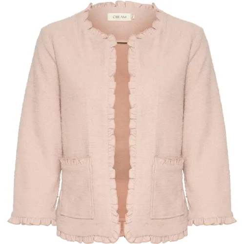 Rose Dust Cardigan with Ruffle Edges , female, Sizes: 2XL, XS, S, XL, M, L - Cream - Modalova