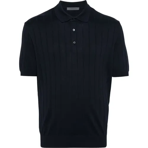 Blaues Casual Kurzarm-Poloshirt , Herren, Größe: 2XL - Corneliani - Modalova