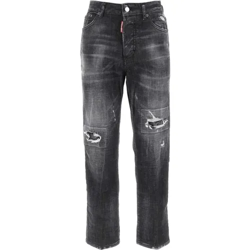 Schwarze Stretch-Denim Boston Jeans , Damen, Größe: M - Dsquared2 - Modalova