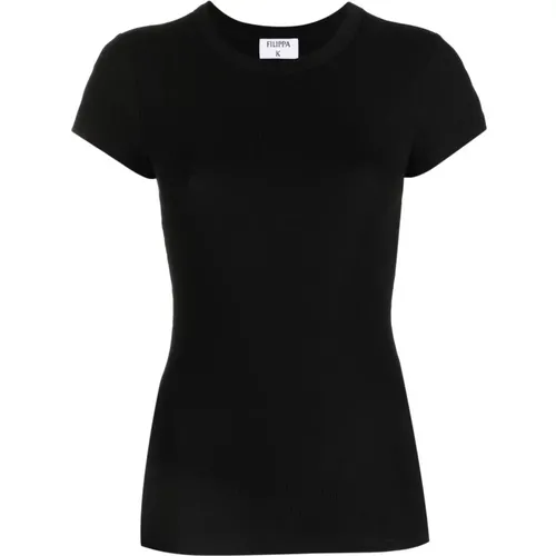 Schwarzes Feinripp-T-Shirt , Damen, Größe: M - Filippa K - Modalova