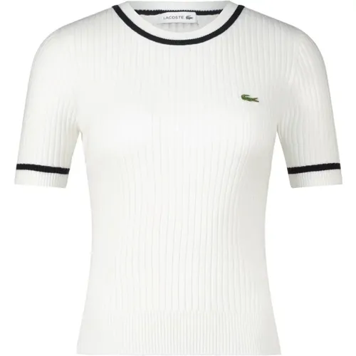 Rippstrick-T-Shirt mit figurbetonter Passform , Damen, Größe: L - Lacoste - Modalova