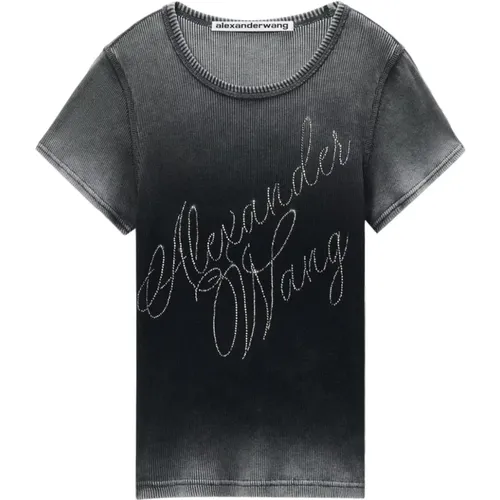 Eng anliegendes T-Shirt mit Cursive Logo , Damen, Größe: M - alexander wang - Modalova