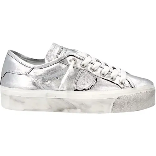 Silberne Prsx Low Top Sneakers , Damen, Größe: 38 EU - Philippe Model - Modalova