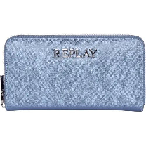 Wallet with Metallic Logo , female, Sizes: ONE SIZE - Replay - Modalova