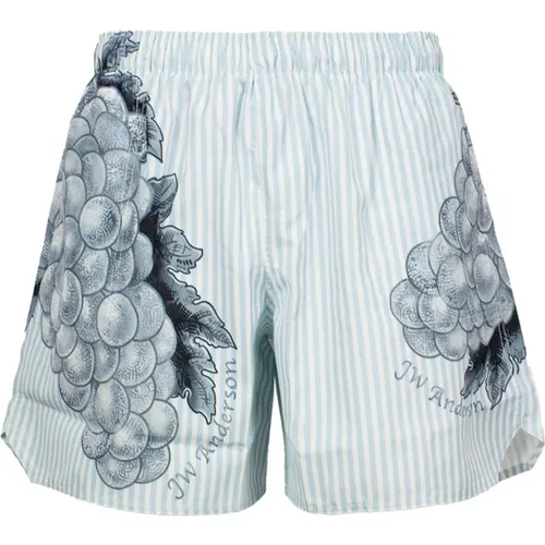 Graphic-Print Striped Swim Shorts , male, Sizes: M, S - JW Anderson - Modalova