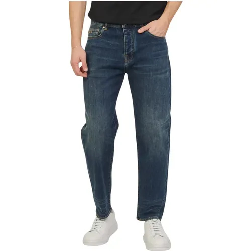 Blaue Baumwoll-Denim-Komfort-Fit-Jeans , Herren, Größe: W34 - Armani Exchange - Modalova