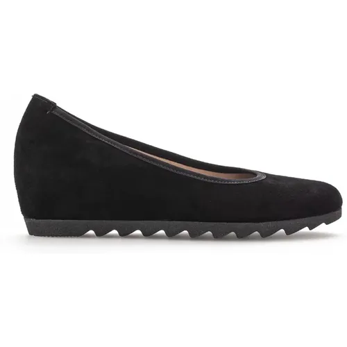 Schwarze Lederkeil Ballerinas , Damen, Größe: 40 1/2 EU - Gabor - Modalova