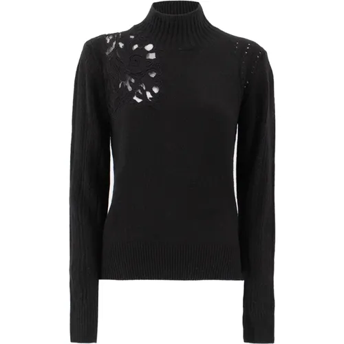 Lace Insert Turtleneck , female, Sizes: L, M - Ermanno Scervino - Modalova