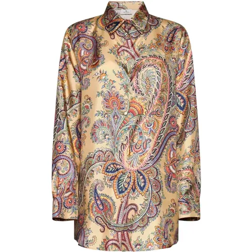 Paisley Print Silk Shirt Beige Multicolour , female, Sizes: S - ETRO - Modalova