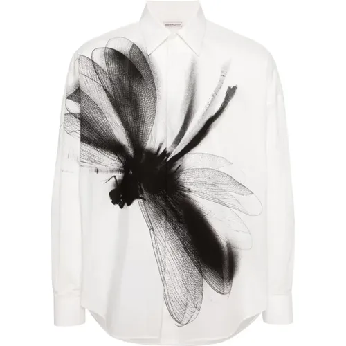 Dragonfly Print Button-Up Shirt , male, Sizes: S - alexander mcqueen - Modalova