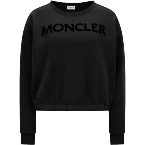 Tufted Logo Cotton Fleece Sweatshirt , female, Sizes: S, XS, L, M - Moncler - Modalova