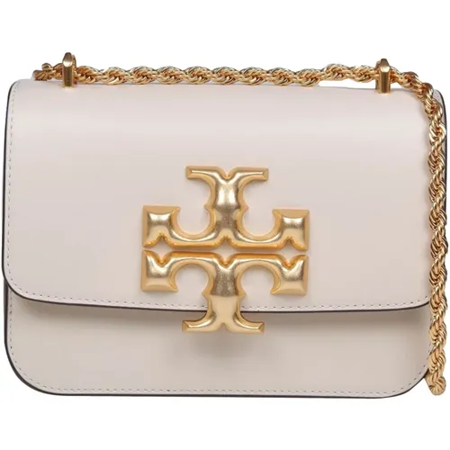 Cream Leather Shoulder Bag with Double T Logo , female, Sizes: ONE SIZE - TORY BURCH - Modalova