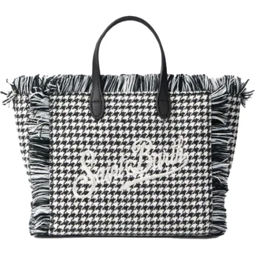 Fringe Mini Vanity Houndstooth Bag , female, Sizes: ONE SIZE - MC2 Saint Barth - Modalova