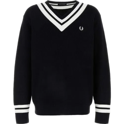 Gestreifter V-Ausschnitt Pullover , Herren, Größe: M - Fred Perry - Modalova