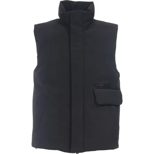 Schwarze Technische Twill Gilet Wasserdichte Jacke , Herren, Größe: S - Aspesi - Modalova