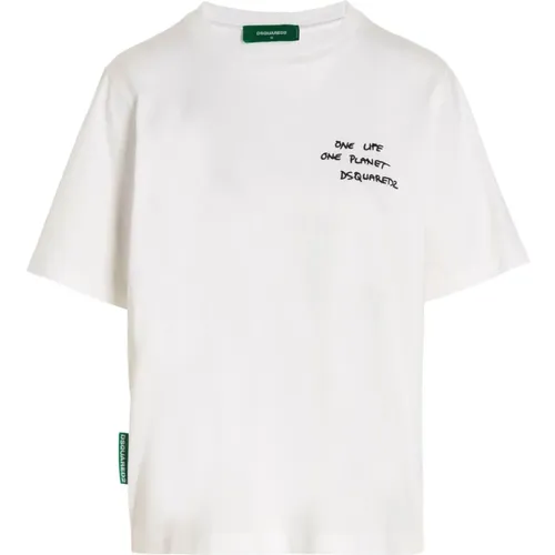 Embroidered Cotton T-shirt for Women , female, Sizes: M - Dsquared2 - Modalova