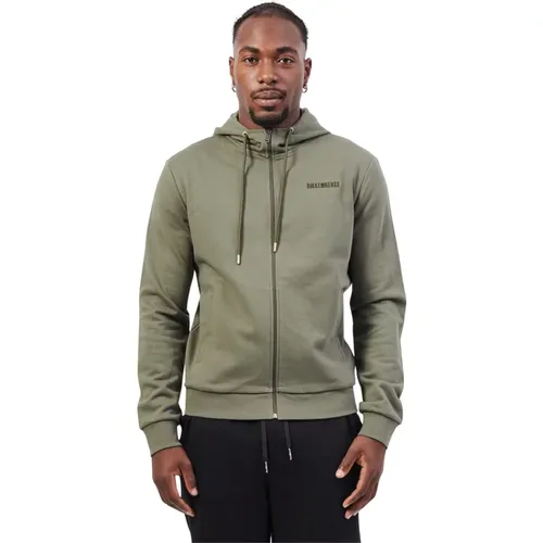 Grüner Kapuzenpullover Fullzip Logo , Herren, Größe: M - Bikkembergs - Modalova