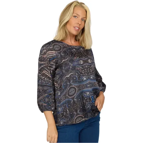 Blaue Paisley Seidenbluse , Damen, Größe: 2XL - 2-Biz - Modalova