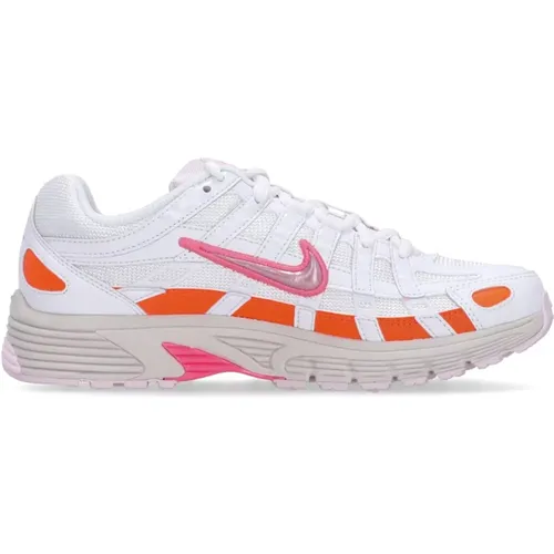 Weiße flache Schuhe mit rosa Akzenten , Damen, Größe: 36 1/2 EU - Nike - Modalova