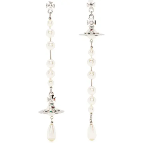 Broken Pearl Platinum Earrings , female, Sizes: ONE SIZE - Vivienne Westwood - Modalova