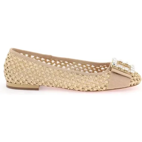 Strass Buckle Raffia Ballerinas , female, Sizes: 4 UK, 7 UK - Roger Vivier - Modalova