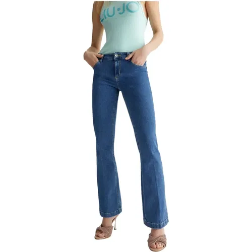 Denim Flare Jeans mit Perlen-Detail , Damen, Größe: W26 - Liu Jo - Modalova