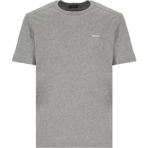 Graues Zegna Baumwoll-T-Shirt für Frauen , Herren, Größe: 2XL - Ermenegildo Zegna - Modalova