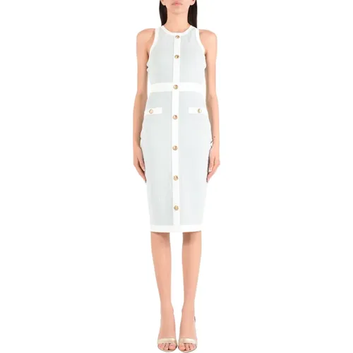 Embossed Knit Midi Dress with Double C Logo , female, Sizes: XL - Elisabetta Franchi - Modalova