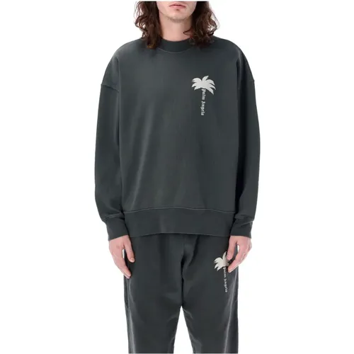 Grey Knitwear Sweatshirt with The Palm Logo , male, Sizes: L, M, XL, S - Palm Angels - Modalova