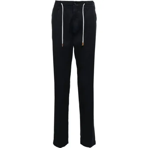 Drawstring-waist linen blend trousers , male, Sizes: W34 - Eleventy - Modalova