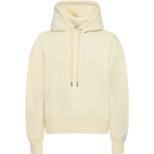 Ivory Hoodie with Drawstring and Ribbed Cuffs , male, Sizes: L - Ami Paris - Modalova