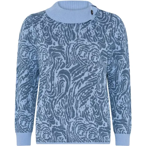 Hoher Kragen Jacquard Pullover Indigo , Damen, Größe: L - Skovhuus - Modalova