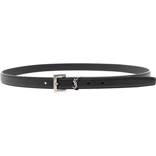 Leather Belt with Square Buckle , male, Sizes: 105 CM - Saint Laurent - Modalova