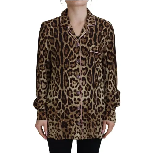 Elegante Seidenbluse mit Leopardenmuster - Dolce & Gabbana - Modalova