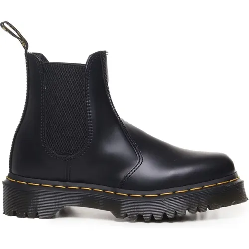 Schwarze Lederstiefel mit Gelben Nähten , Damen, Größe: 40 EU - Dr. Martens - Modalova