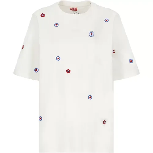 Cotton T-shirt with Target Embroideries , female, Sizes: M - Kenzo - Modalova