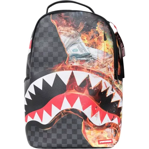 Schwarzer Shark Check Rucksack - SPRAYGROUND - Modalova