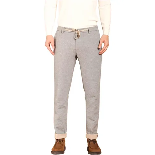 Graue Baumwoll-Woll-Effekt Chino Jogger Hose , Herren, Größe: S - Mason's - Modalova