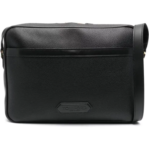 Italian Leather Logo Briefcase , male, Sizes: ONE SIZE - Tom Ford - Modalova