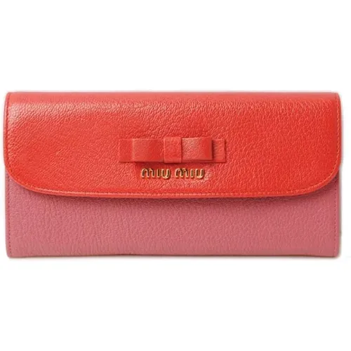 Pre-owned Leather wallets , female, Sizes: ONE SIZE - Miu Miu Pre-owned - Modalova