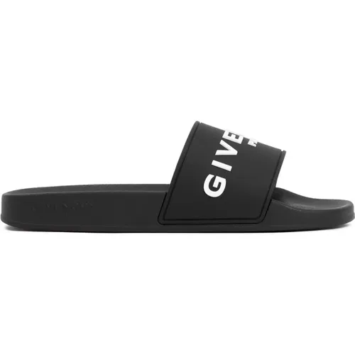 Schwarze Gummi-Logo-Slides Sandalen , Herren, Größe: 41 EU - Givenchy - Modalova
