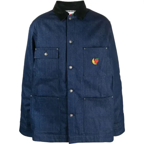 Blaue Jeansjacke mit Logo-Patch , Herren, Größe: L - SKY HIGH FARM - Modalova