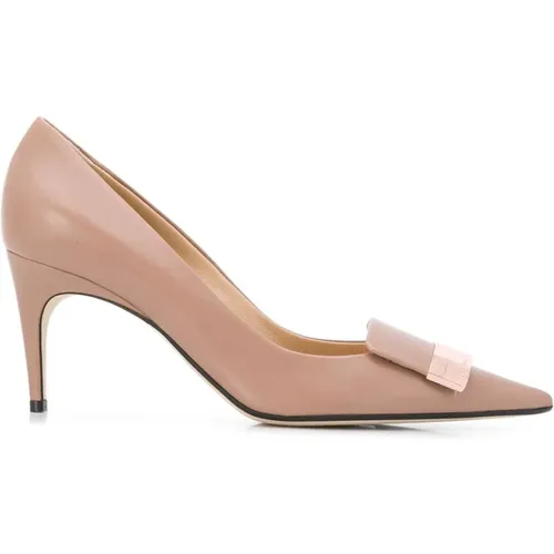 Nude Leder Absatz Pumps , Damen, Größe: 36 EU - Sergio Rossi - Modalova