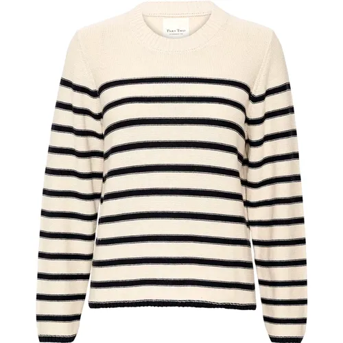 Navy Stripe Cotton Sweater , female, Sizes: L - Part Two - Modalova