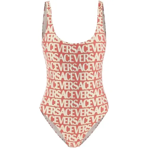 Red Swimwear Metallic Allover Print , female, Sizes: M, S - Versace - Modalova