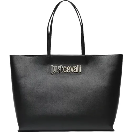 Schwarze Kunstleder-Einkaufstasche , Damen, Größe: ONE Size - Just Cavalli - Modalova