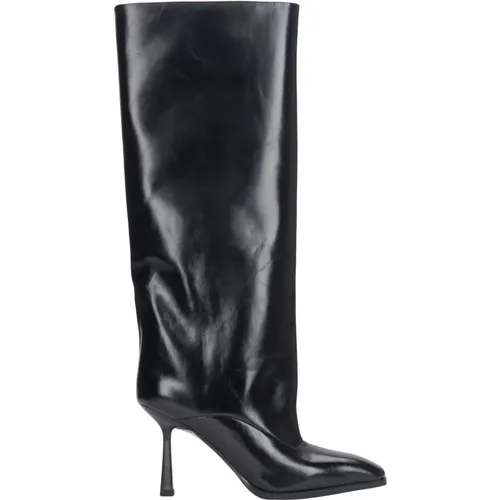 Women's Patent Leather Boots with a Stiletto Heel and a Loose Shaft Er00116070 , female, Sizes: 3 UK, 4 UK, 7 UK, 2 UK - Estro - Modalova