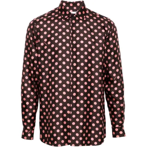 Polka Dot Silk Shirt , male, Sizes: L, M - Moschino - Modalova