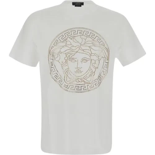 Verziertes Medusa-Logo T-Shirt , Herren, Größe: L - Versace - Modalova